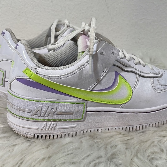 NIKE Air Force 1 Low Shadow White Electric Green Size 10 - Picture 5 of 15